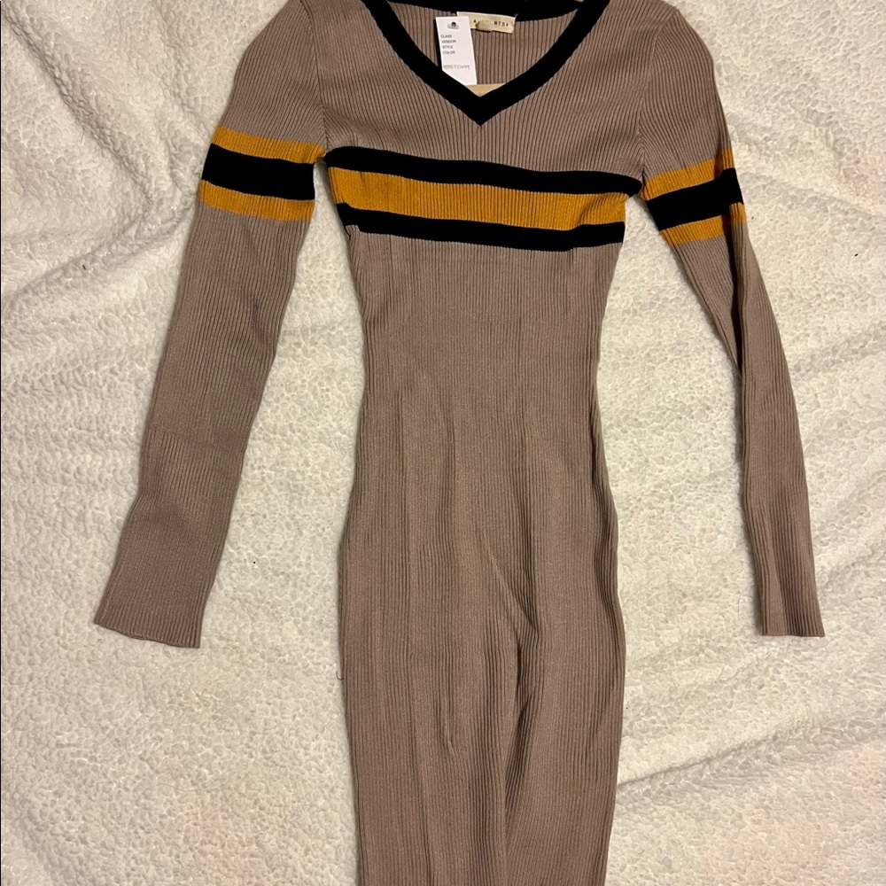 V Neck Bodycon long sleeves dress